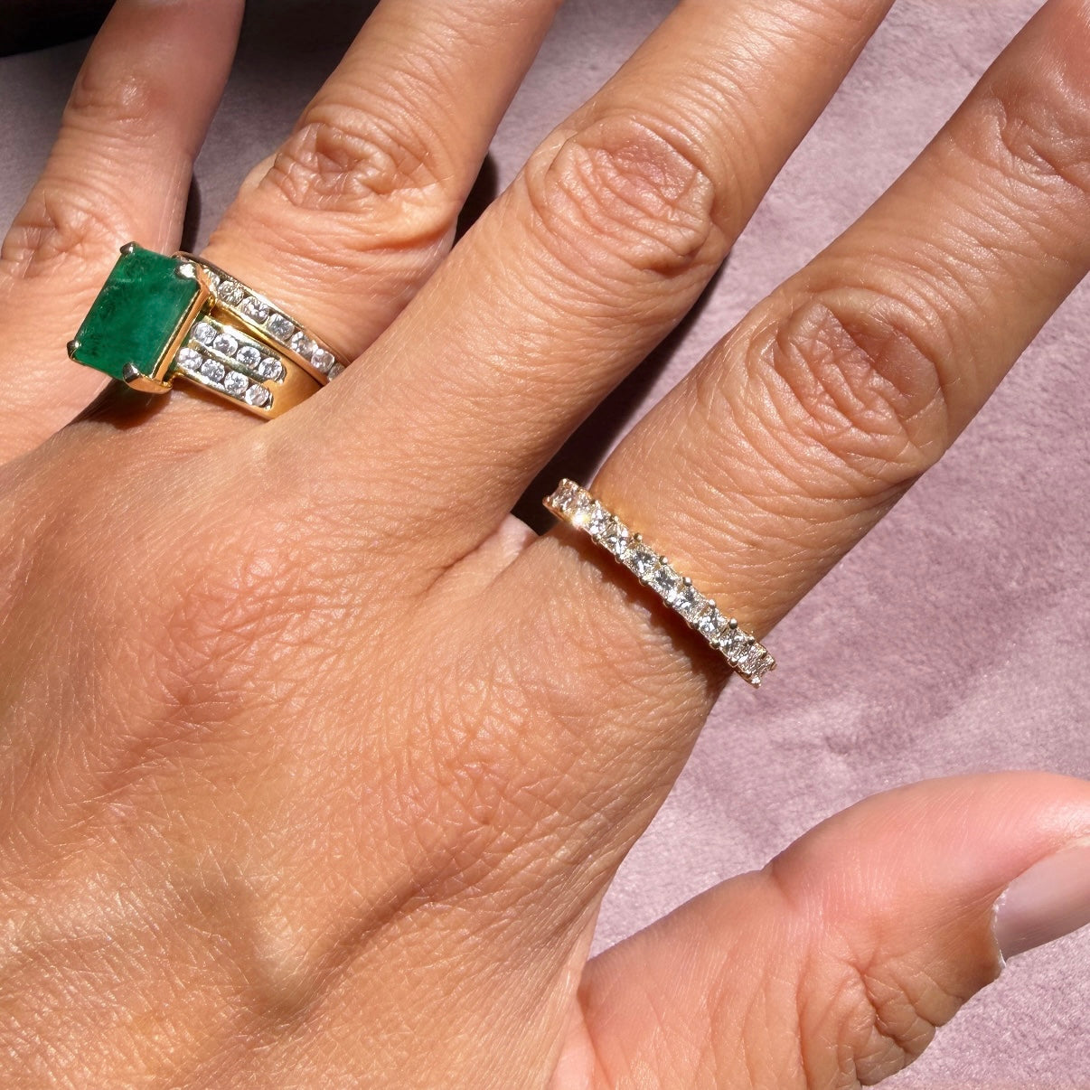 Dana Rebecca Millie Ryan Princess Cut Eternity Ring in 14k Yellow Gold