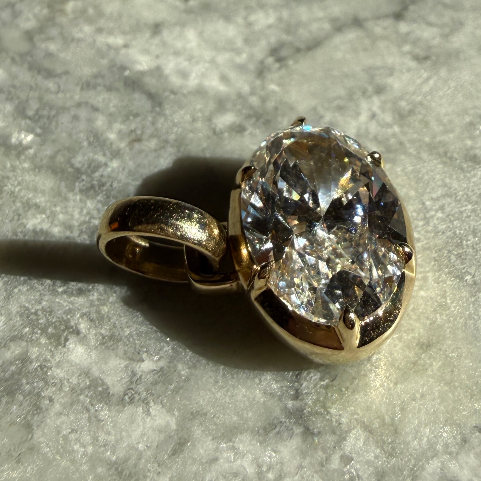 14k Yellow gold Oval Cut Diamond Charm
