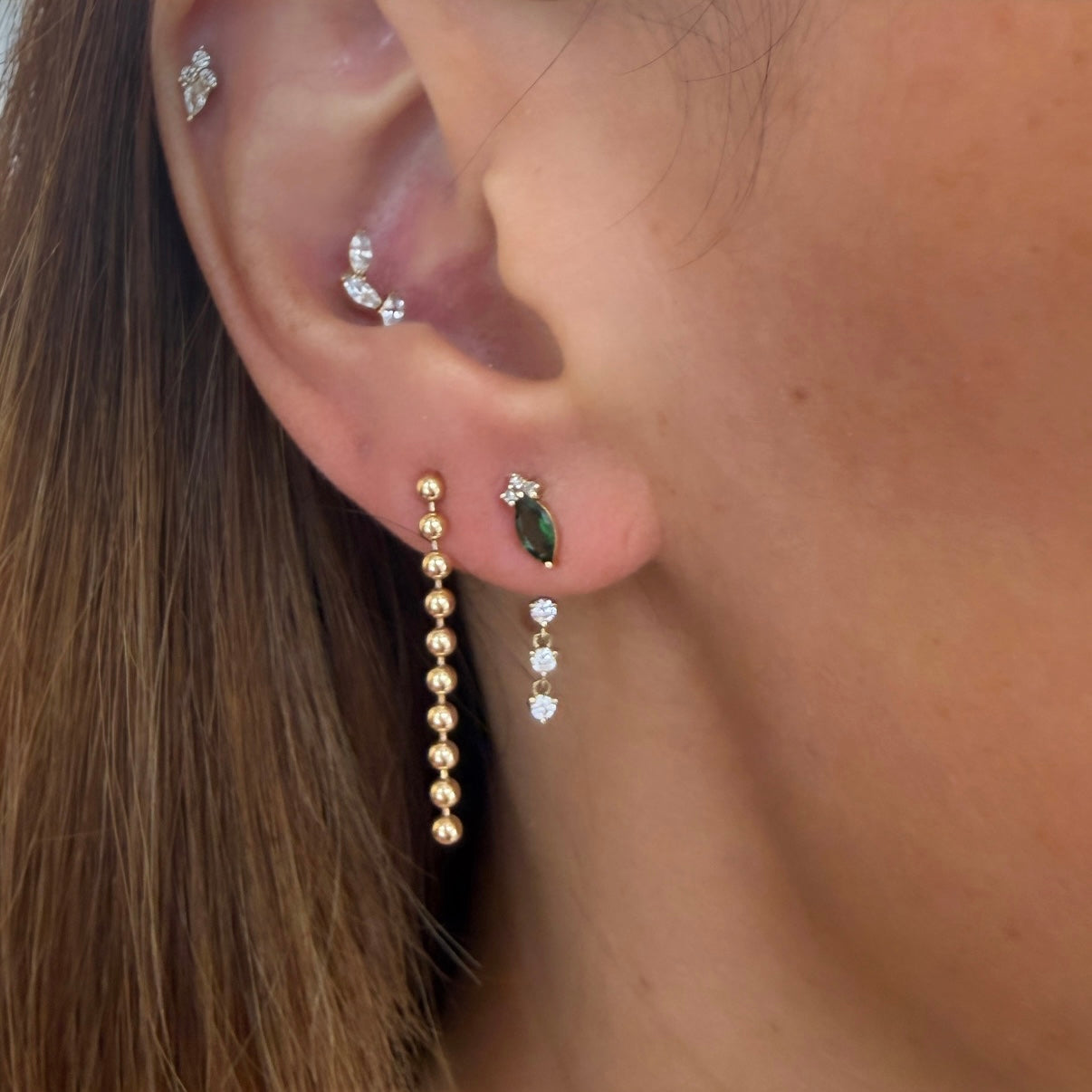 Vice Versa Mini Gemini Diamond Drop Earrings in 14k Yellow Gold