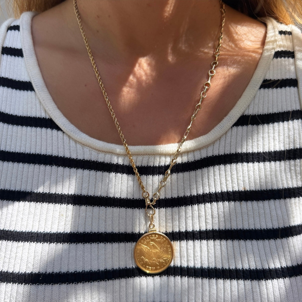 Vintage 1907 $10 Liberty Head Gold Eagle Coin Pendant