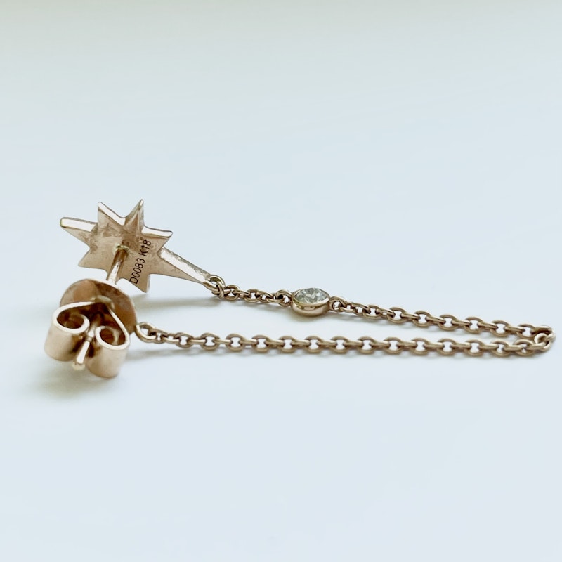 18k Rose Gold Star Chain Stud Earring