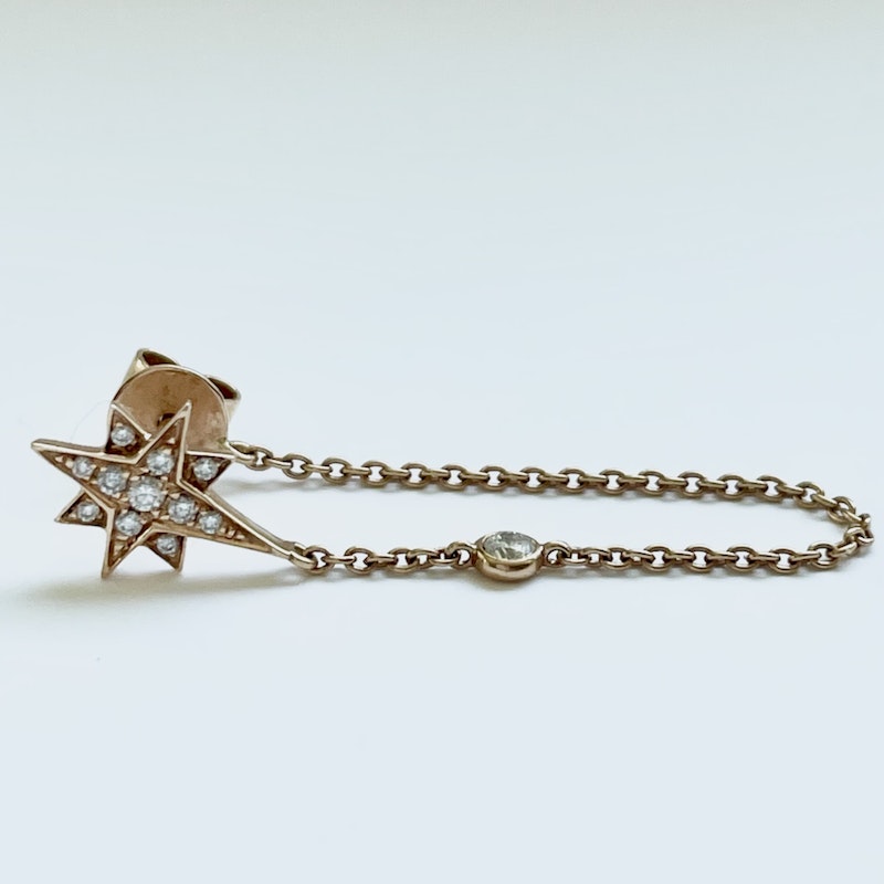 18k Rose Gold Star Chain Stud Earring