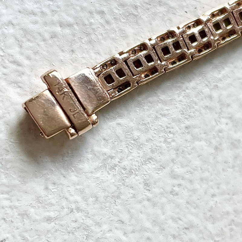 14k Rose Gold Rainbow Sapphire and Diamond Tennis Bracelet