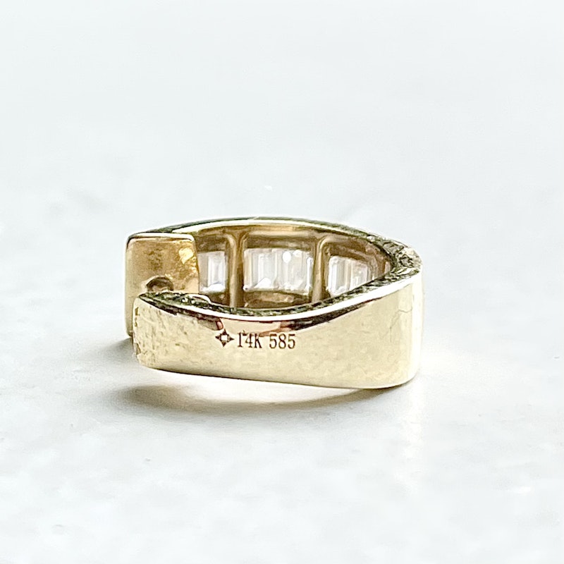 14k Yellow Baguette Diamond Huggies