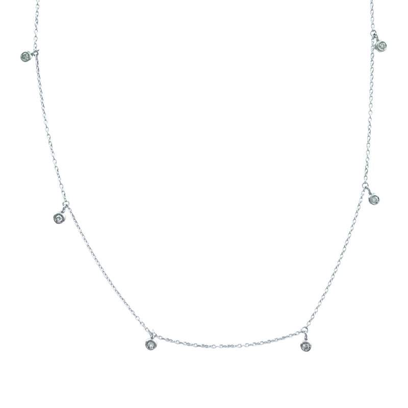 18k White Gold Diamond Bezel Shaker Necklace