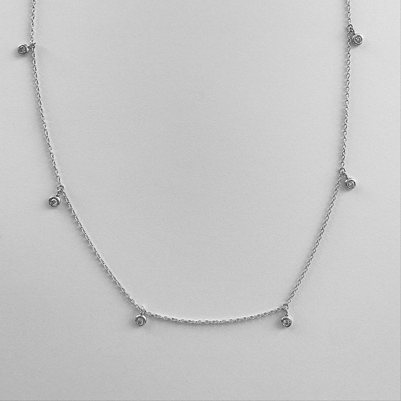 18k White Gold Diamond Bezel Shaker Necklace