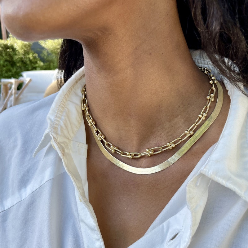14k Yellow Gold Malta Herringbone Necklace