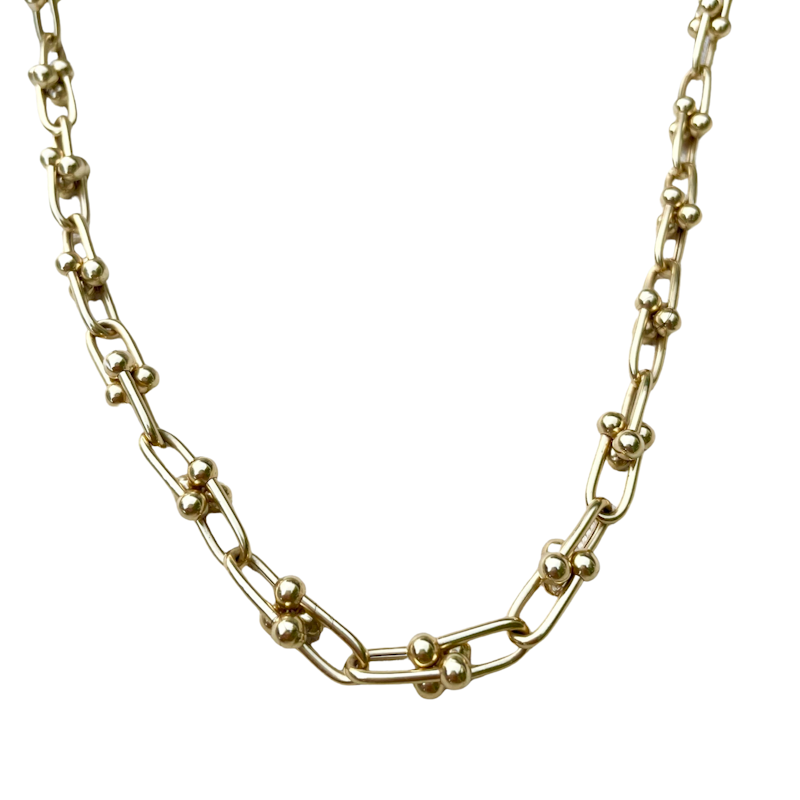 14k Yellow Gold Horseshoe Chain Necklace