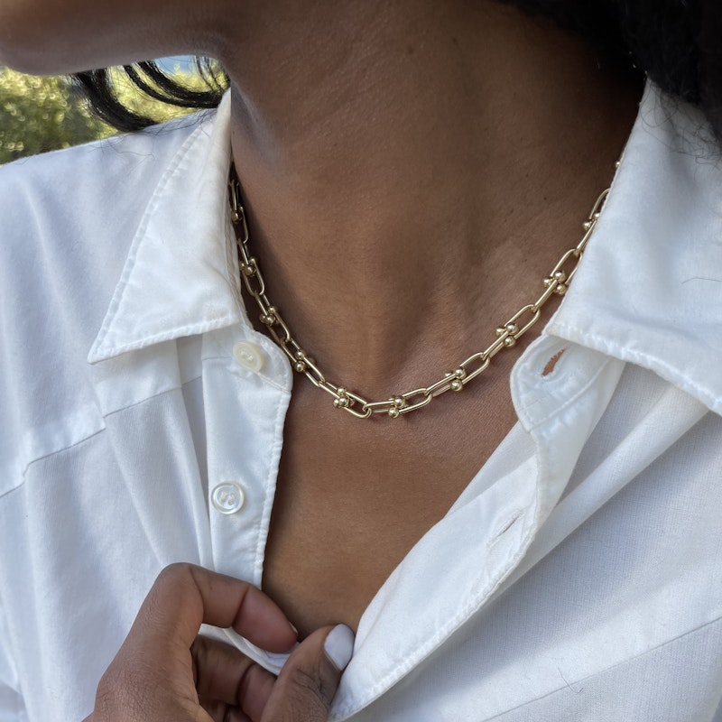 14k Yellow Gold Horseshoe Chain Necklace