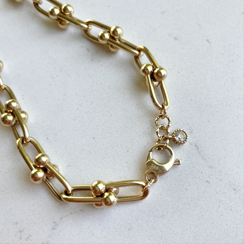 14k Yellow Gold Horseshoe Chain Necklace