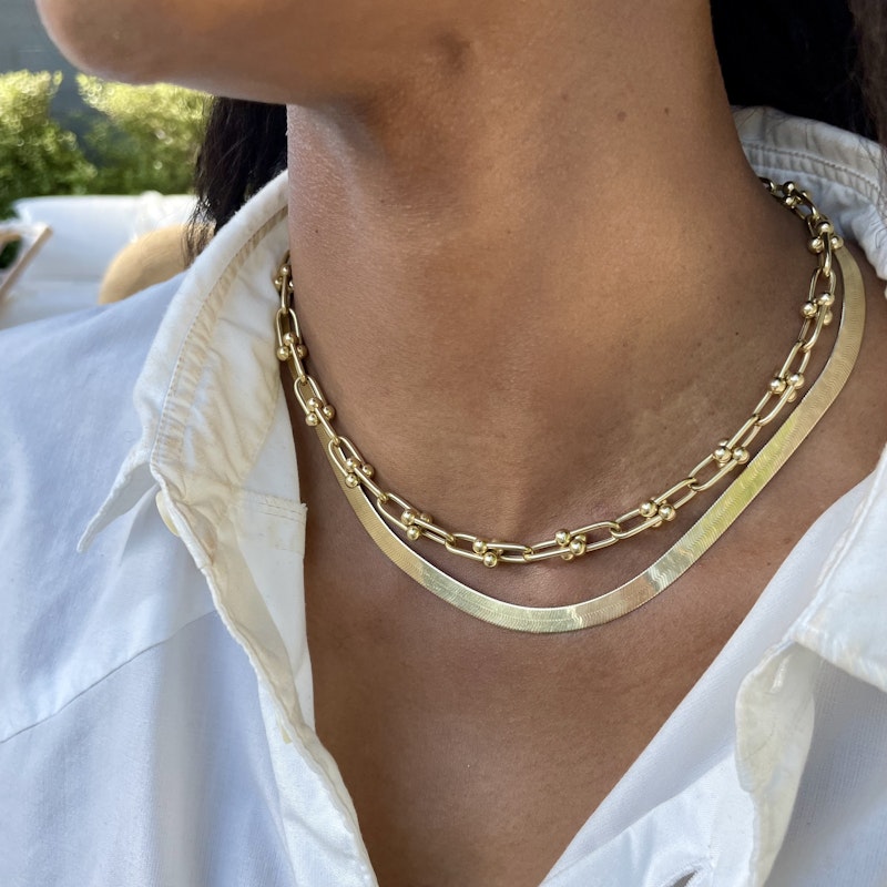 14k Yellow Gold Horseshoe Chain Necklace