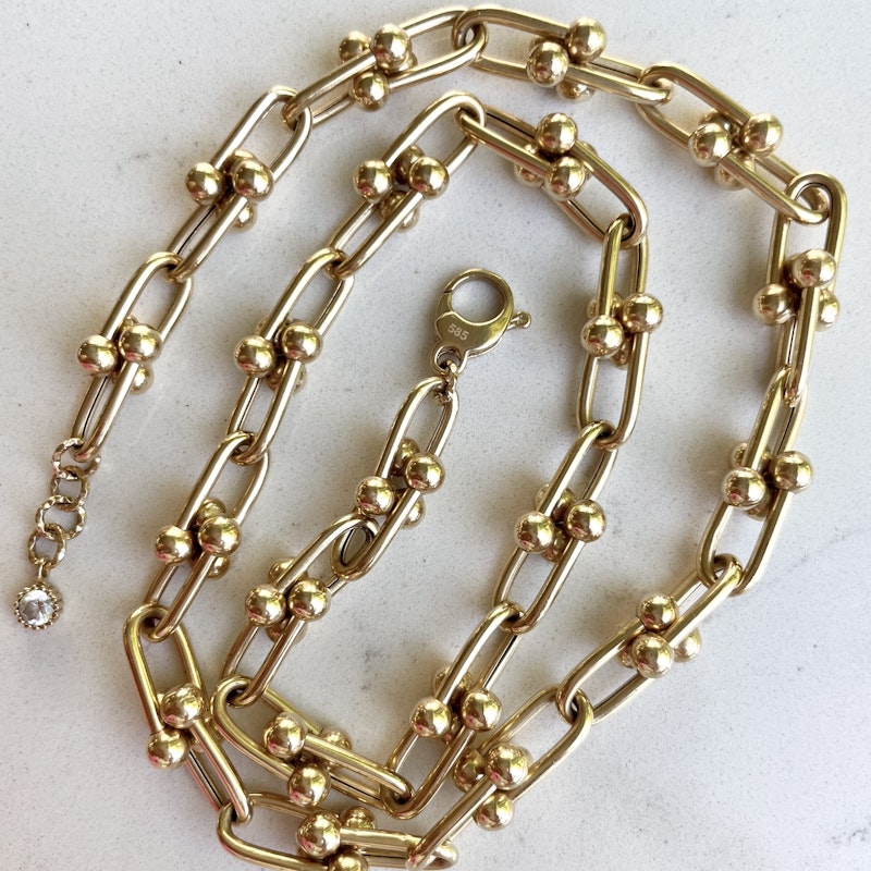 14k Yellow Gold Horseshoe Chain Necklace