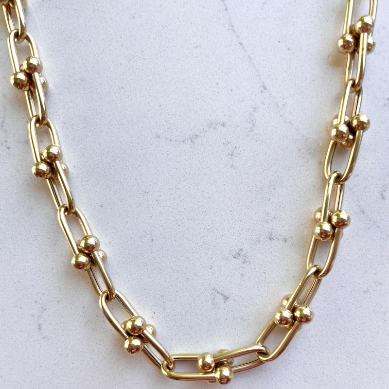 14k Yellow Gold Horseshoe Chain Necklace