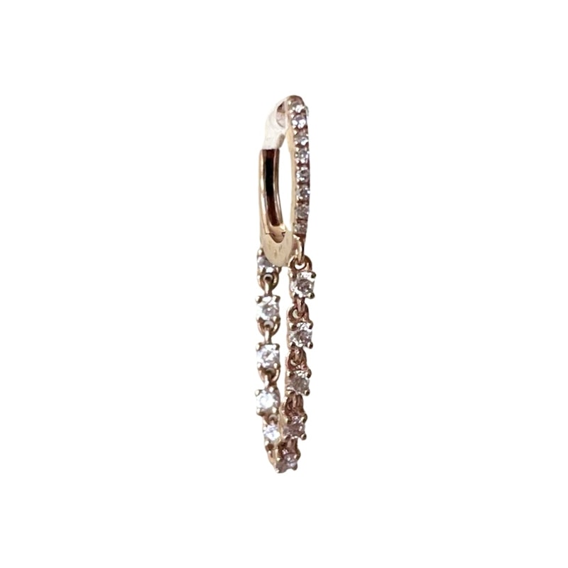 14k Rose Gold Diamond Drop Chain Huggie