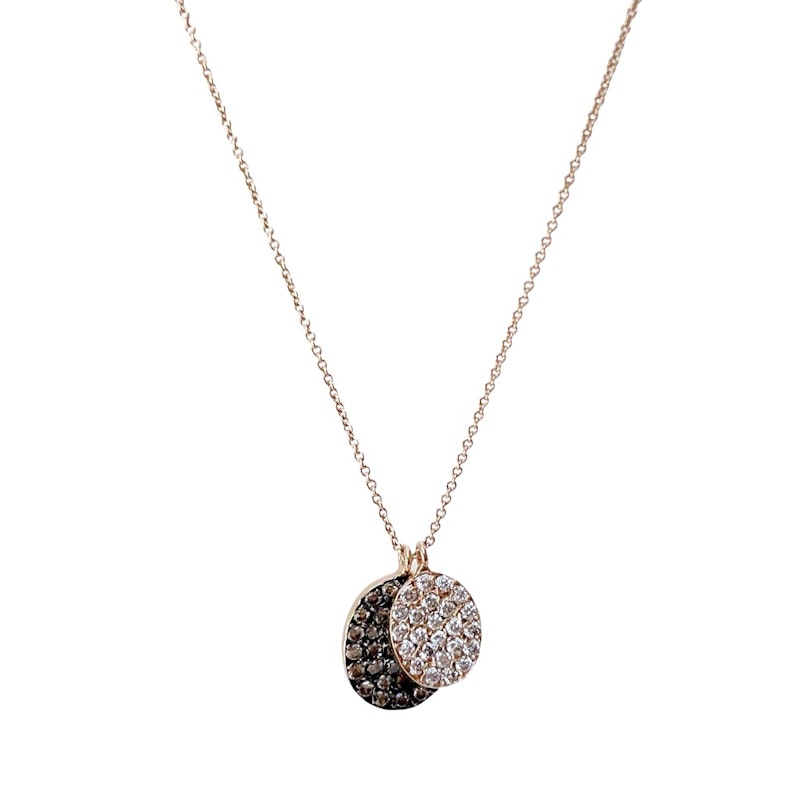 18k Rose Gold Double Diamond Disc Pendant