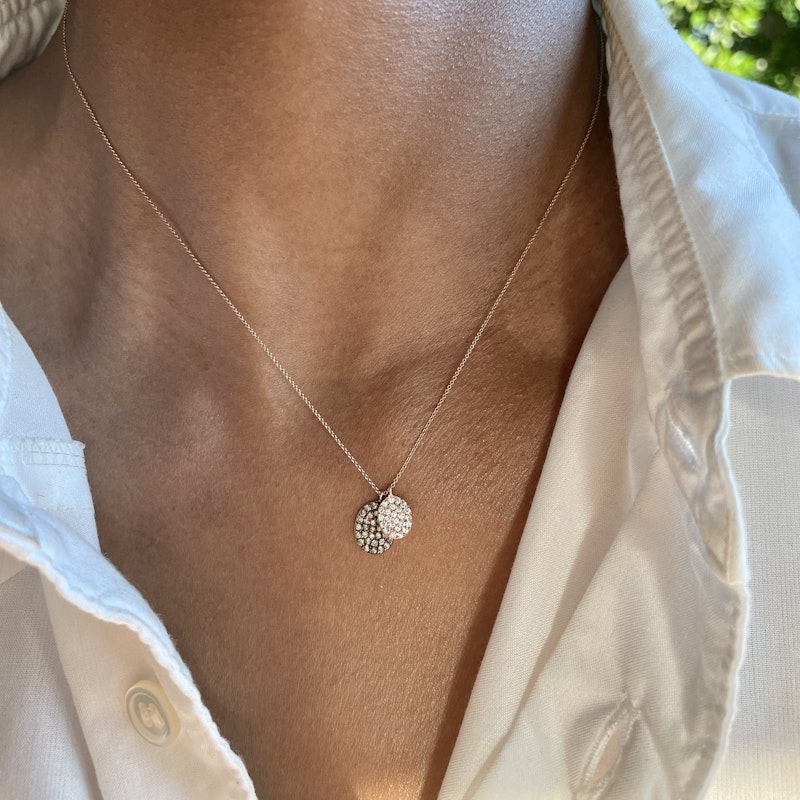 18k Rose Gold Double Diamond Disc Pendant