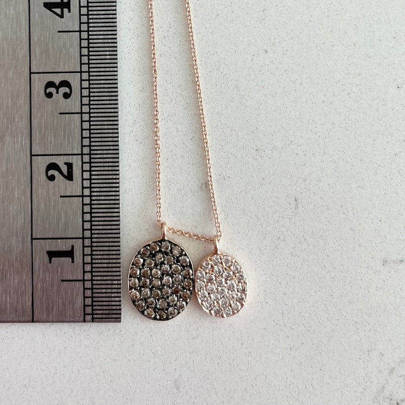 18k Rose Gold Double Diamond Disc Pendant
