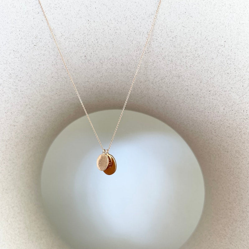 18k Rose Gold Double Diamond Disc Pendant