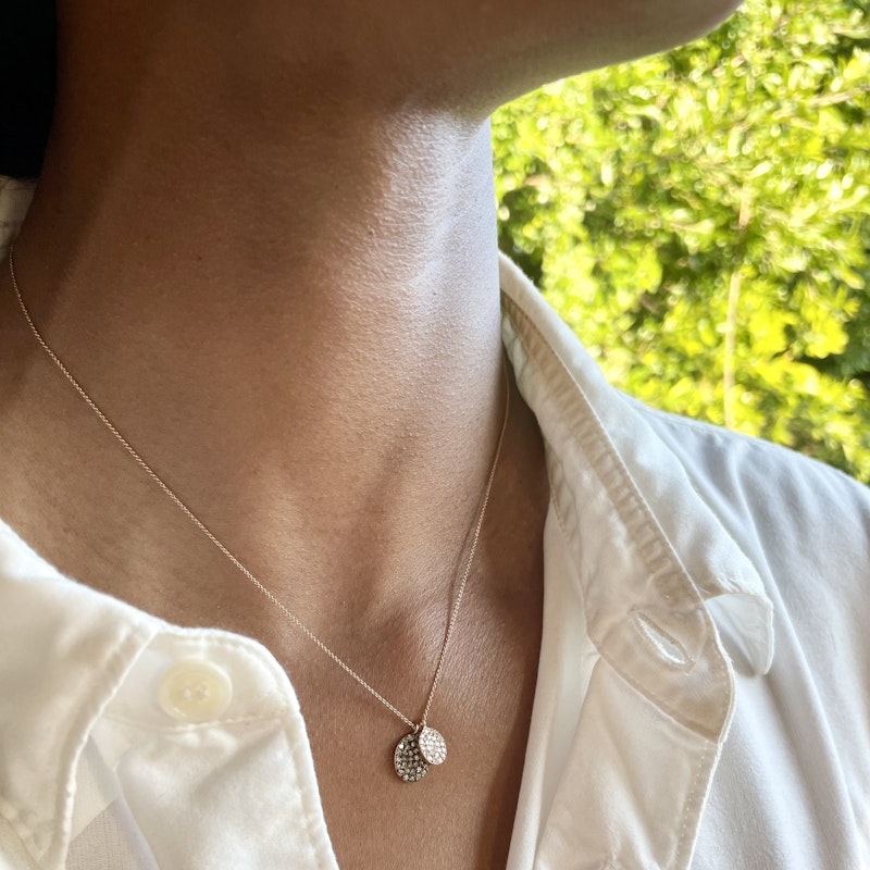 18k Rose Gold Double Diamond Disc Pendant