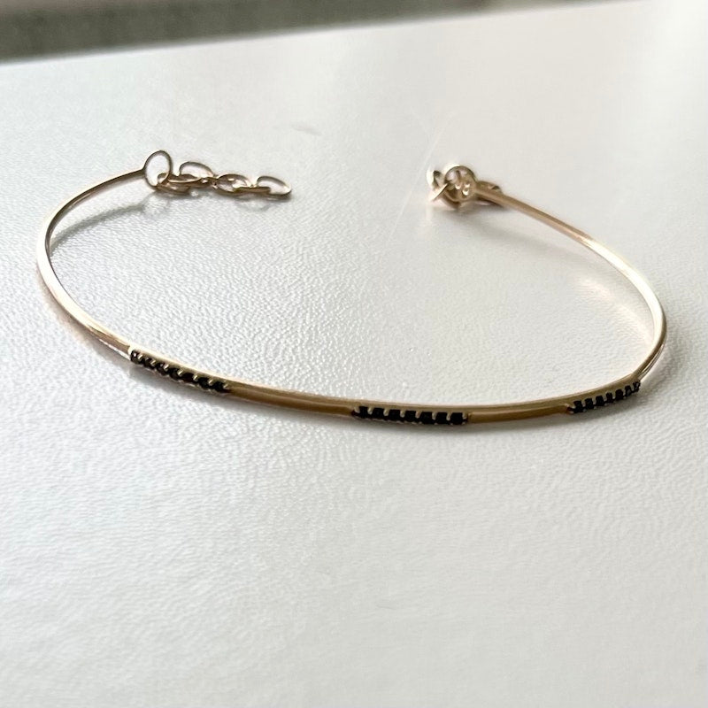 Meira T 14k Rose Gold and Black Diamond Wire Cuff