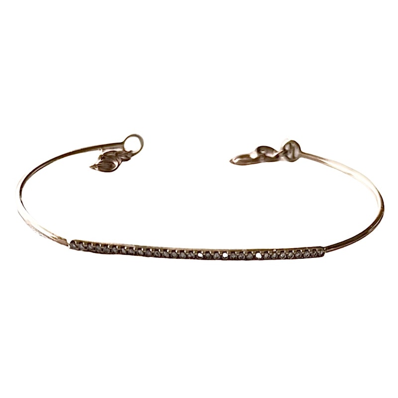 Meira T 14k Rose Gold and White Diamond Bar Wire Cuff