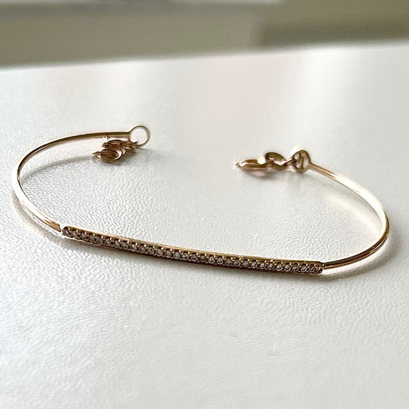 Meira T 14k Rose Gold and White Diamond Bar Wire Cuff