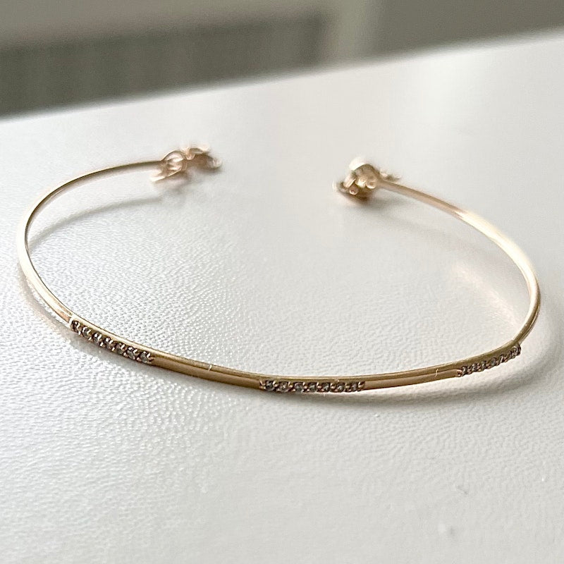 Meira T 14k Rose Gold and White Diamond Wire Cuff