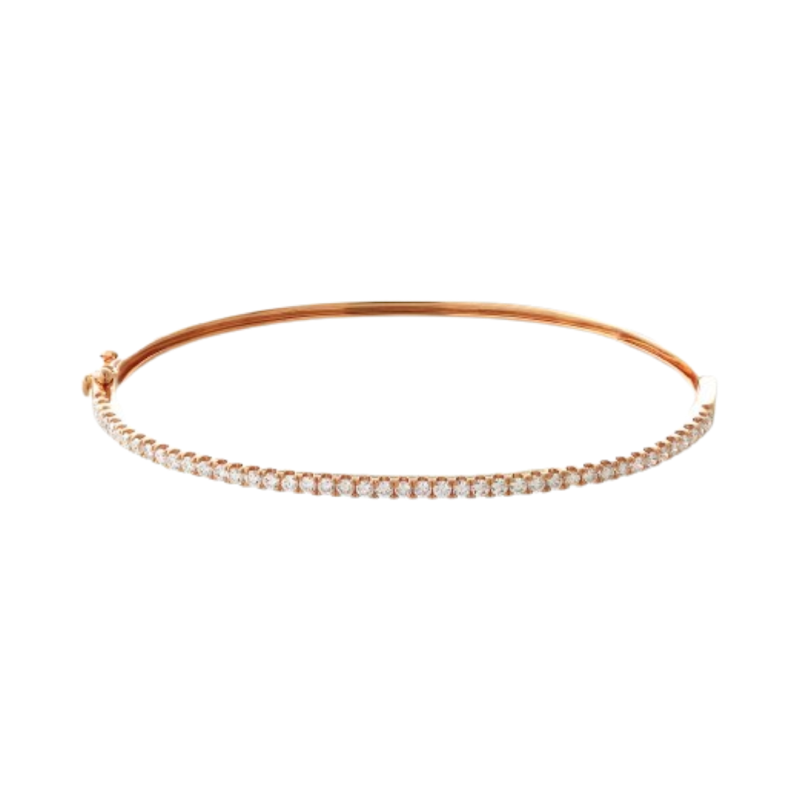 14k Rose Gold and Round Diamond Bangle