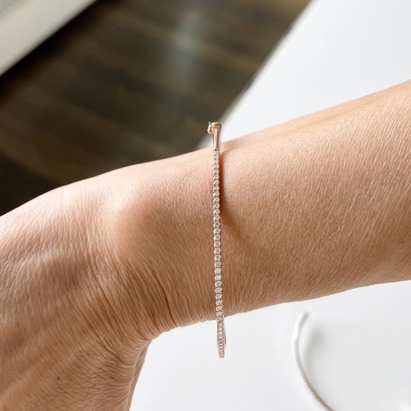 14k Rose Gold and Round Diamond Bangle