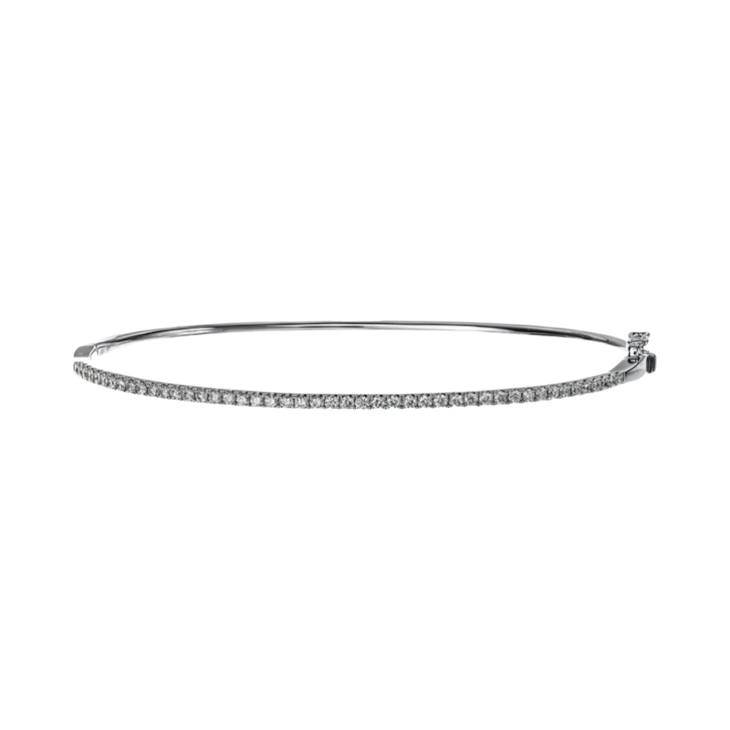 14k White Gold and Round Diamond Bangle