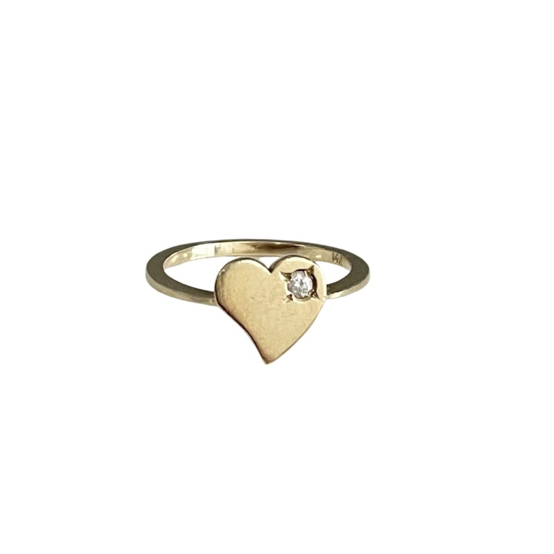 Nina Segal 14k Yellow Gold Heart with Diamond Ring