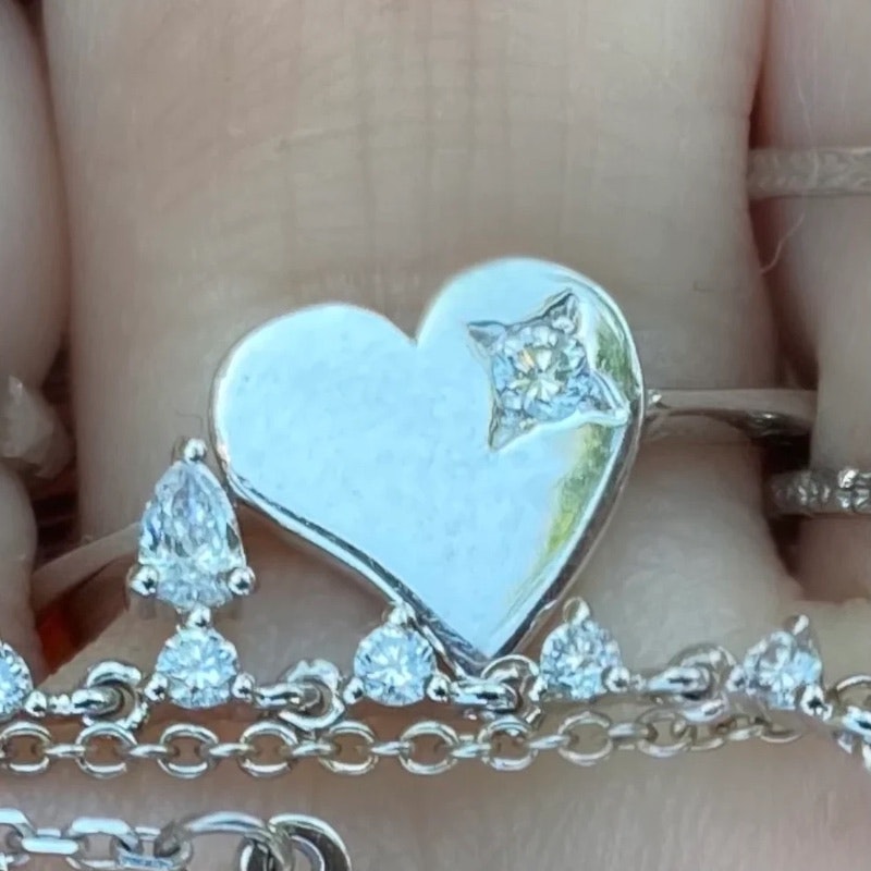 Nina Segal 14k Yellow Gold Heart with Diamond Ring