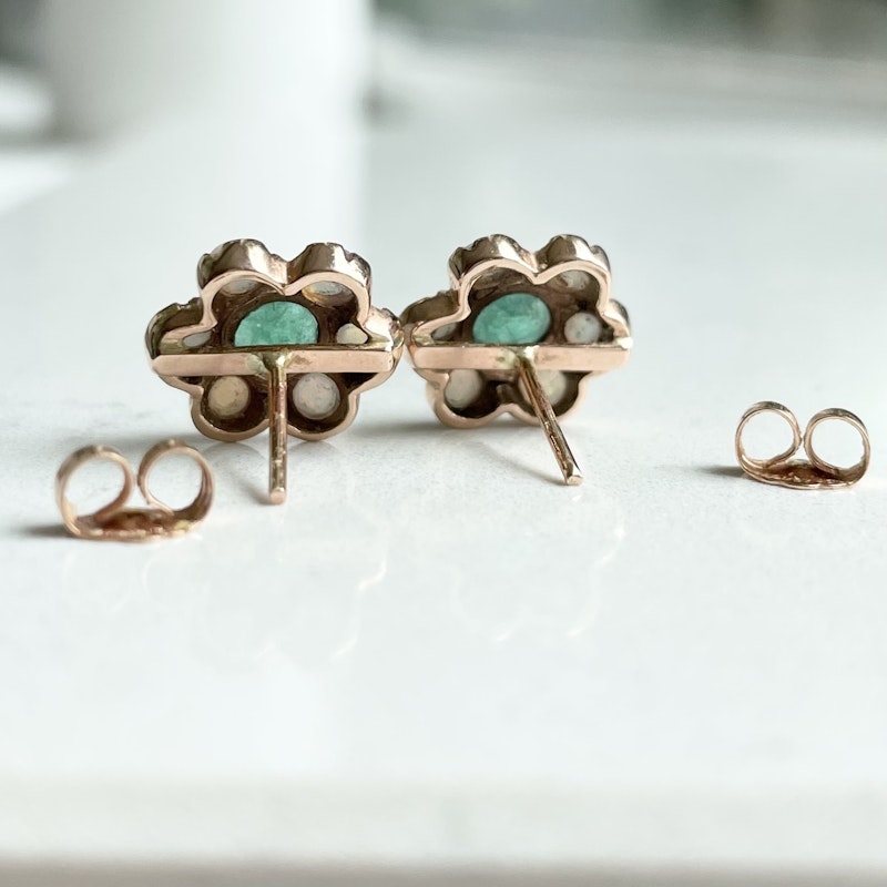 Arik Kastan 14K Rose Gold Emerald & Opal Flower Earrings