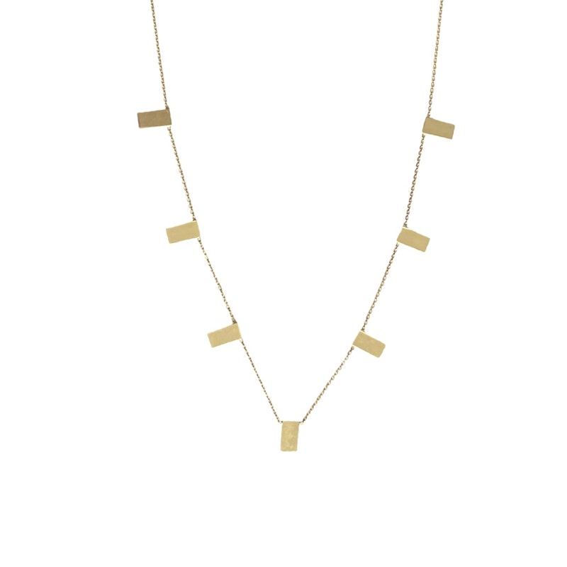 14k Yellow Gold Rectangle Plate Necklace