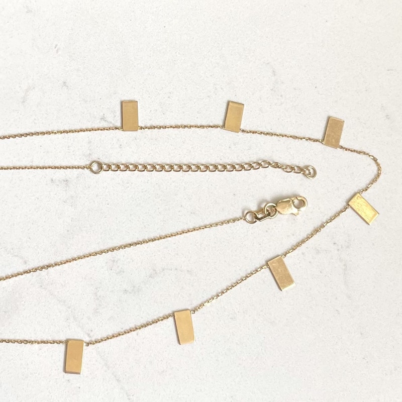 14k Yellow Gold Rectangle Plate Necklace