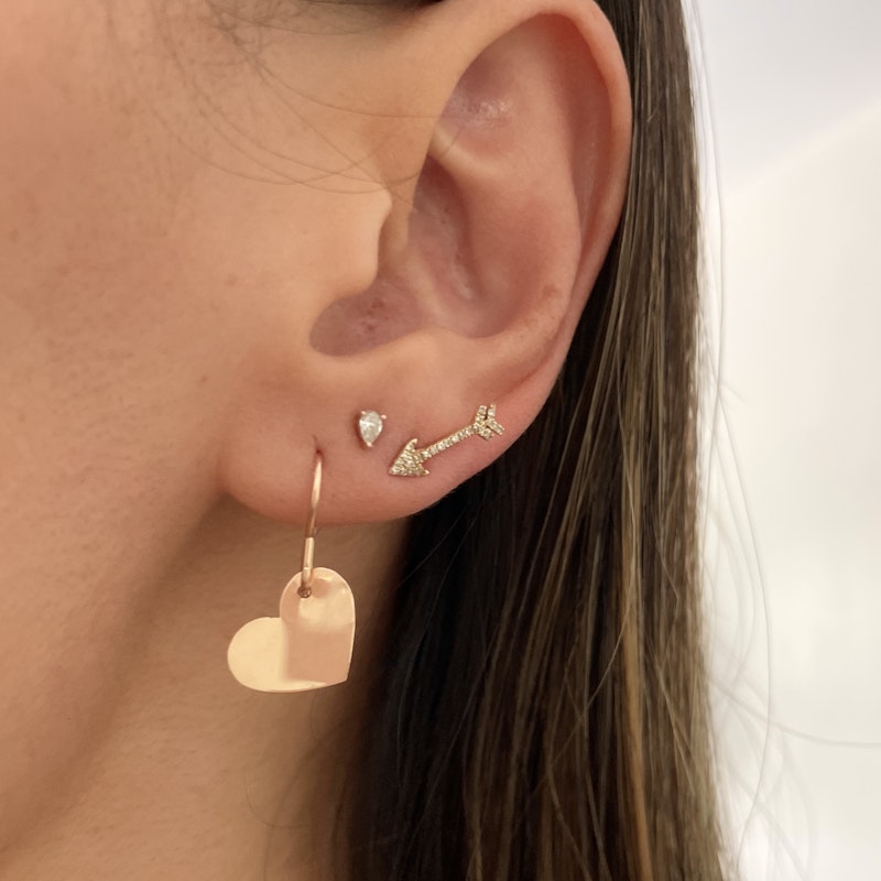 14k Rose Gold Heart Shaped Drop Earrings