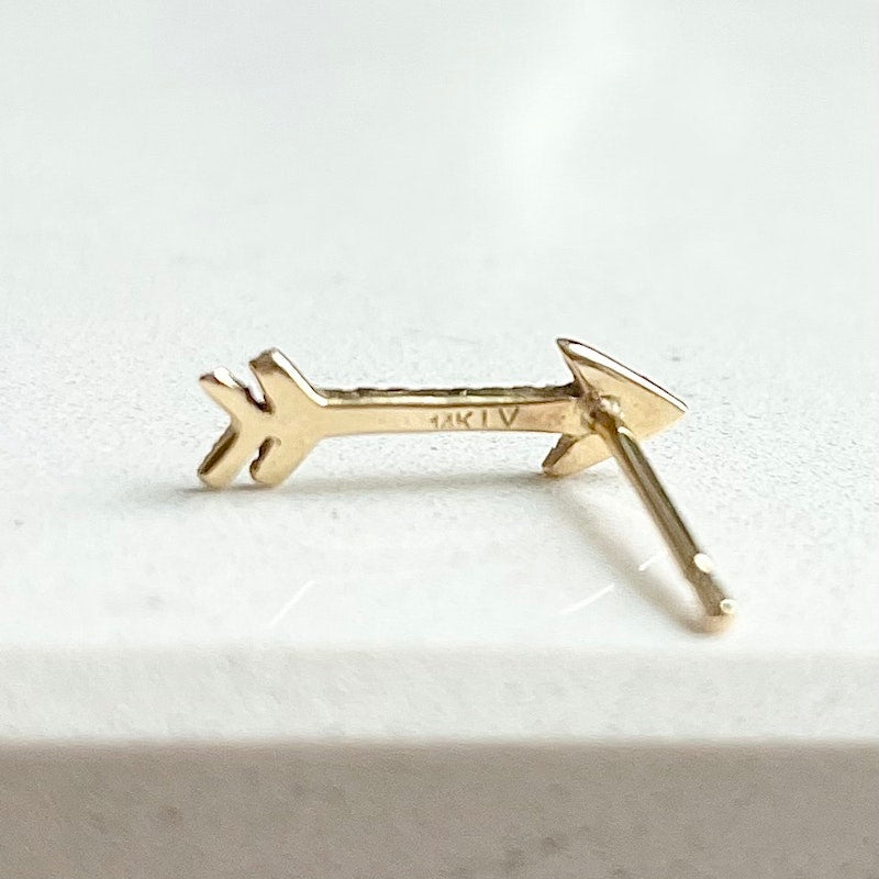 14k Yellow Gold and Diamond Arrow Post Earrings