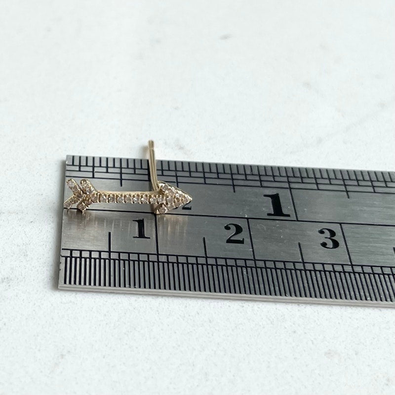 14k Yellow Gold and Diamond Arrow Post Earrings