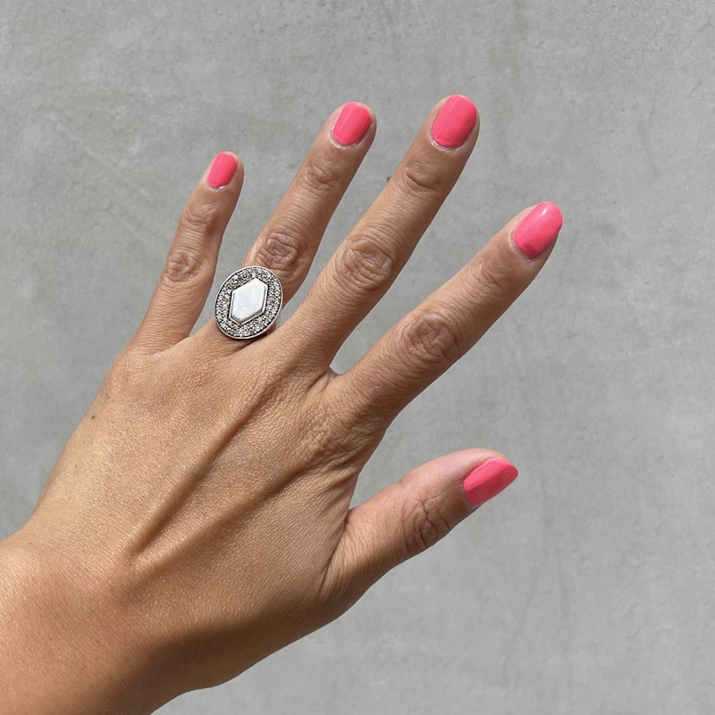 Walters Faith Sterling Silver Julian Champagne Diamond Signet Ring