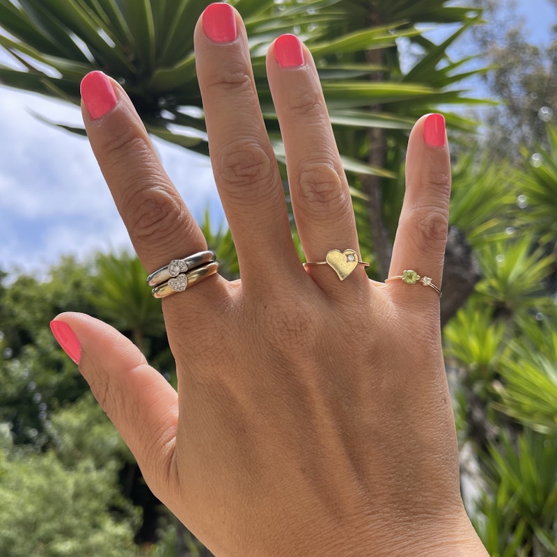 Nina Segal 14k Yellow Gold Heart with Diamond Ring