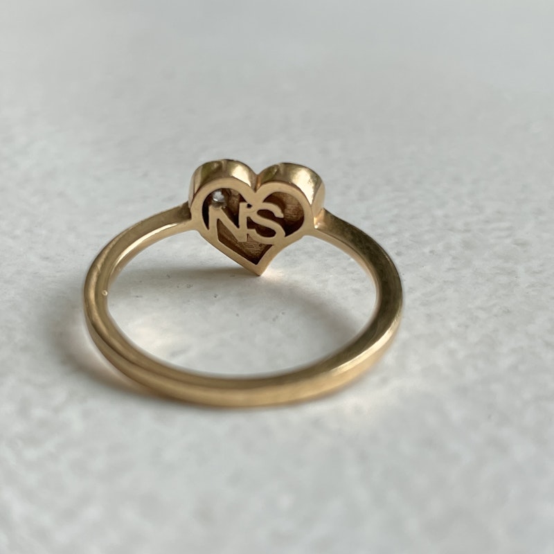 Nina Segal 14k Yellow Gold Heart with Diamond Ring