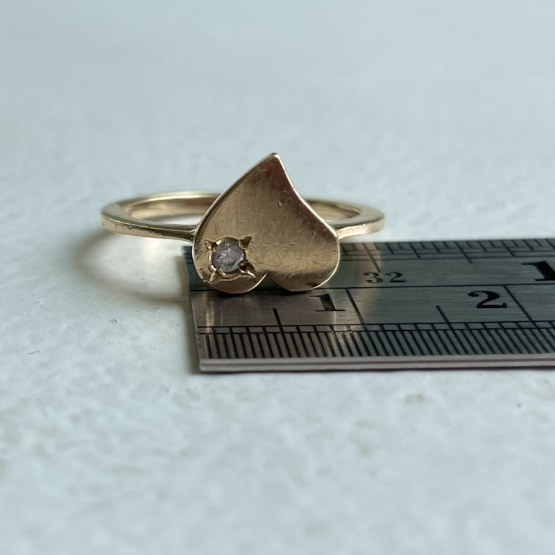 Nina Segal 14k Yellow Gold Heart with Diamond Ring