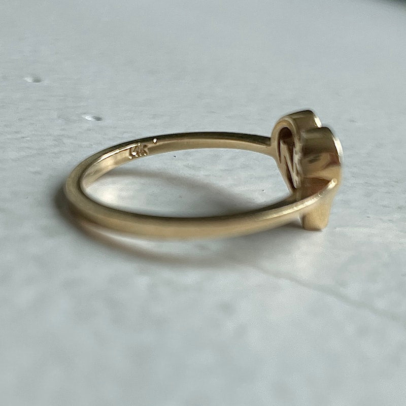 Nina Segal 14k Yellow Gold Heart with Diamond Ring