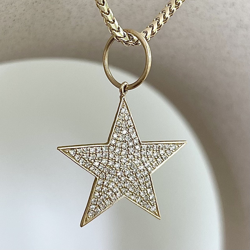 14k Yellow Gold and Diamond Star Charm