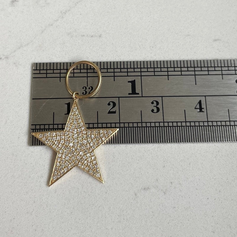 14k Yellow Gold and Diamond Star Charm