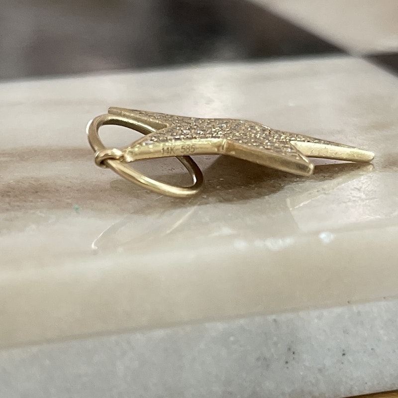 14k Yellow Gold and Diamond Star Charm