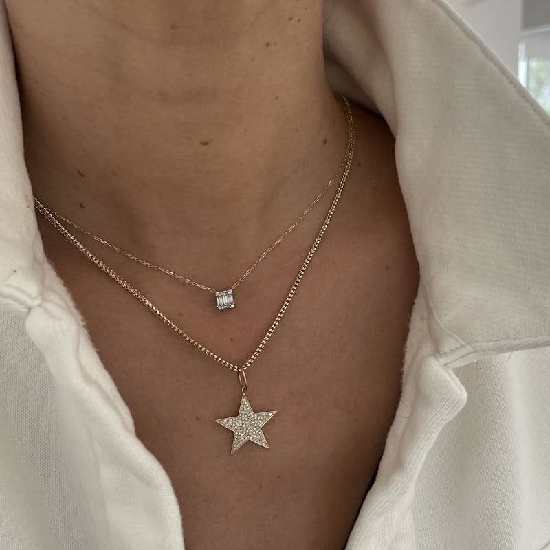 14k Yellow Gold and Diamond Star Charm