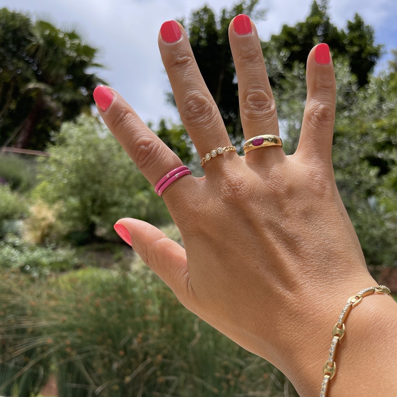 14k Yellow Gold Fuchsia Enamel and Diamond Ring (2 of 2)