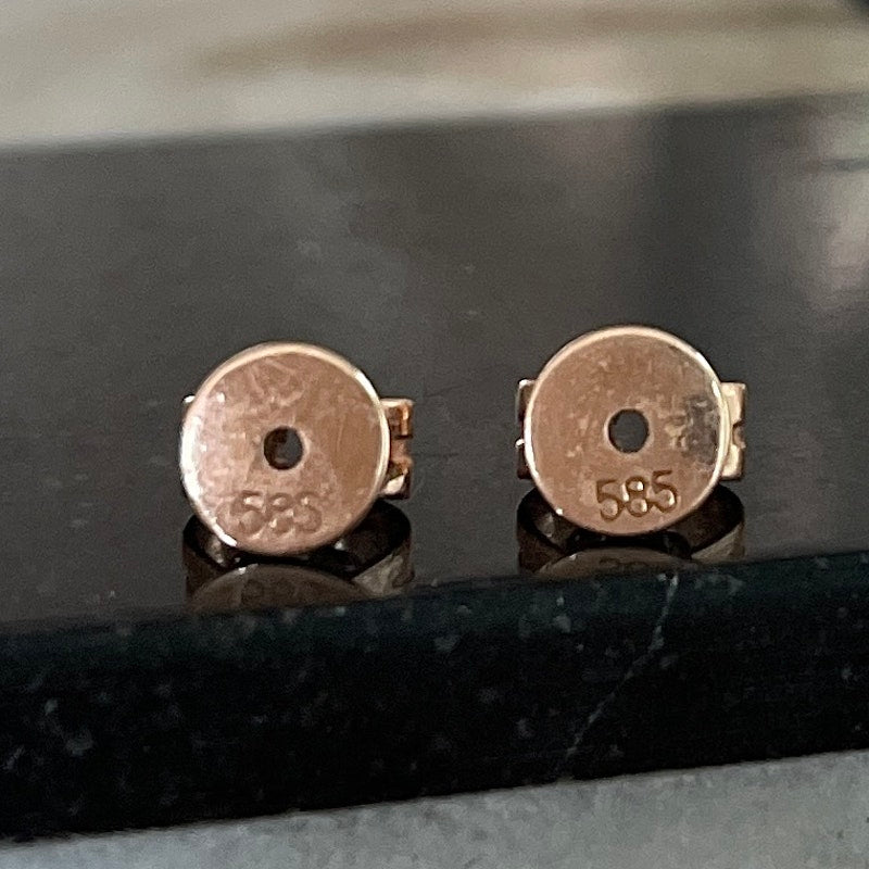 14k Rose Gold and 5 Diamond Lobe Half Hoops