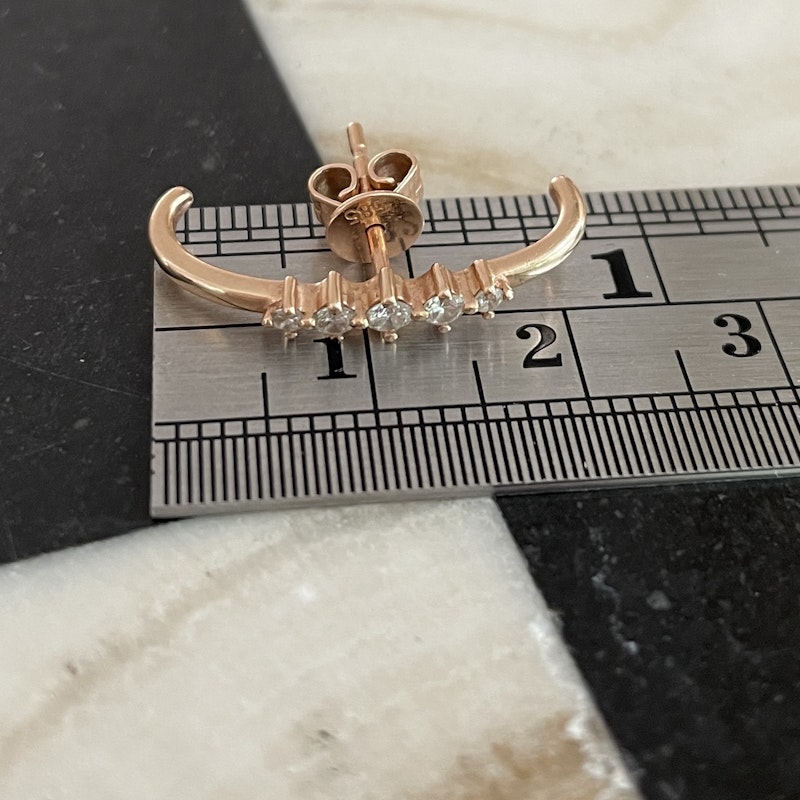 14k Rose Gold and 5 Diamond Lobe Half Hoops
